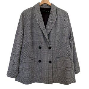 New Studio by Torrid Gray & Black Houndstooth Jacket with Shoulder Pads - Size L